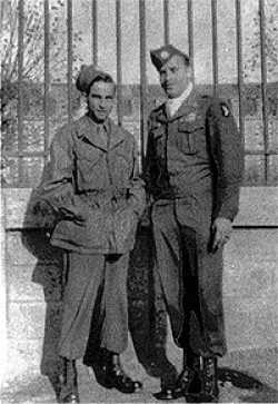 Don Frederick left, and his room mate Ljubo Maricic from the 501st PIR at a French Casern in Sens after the war, 1945.