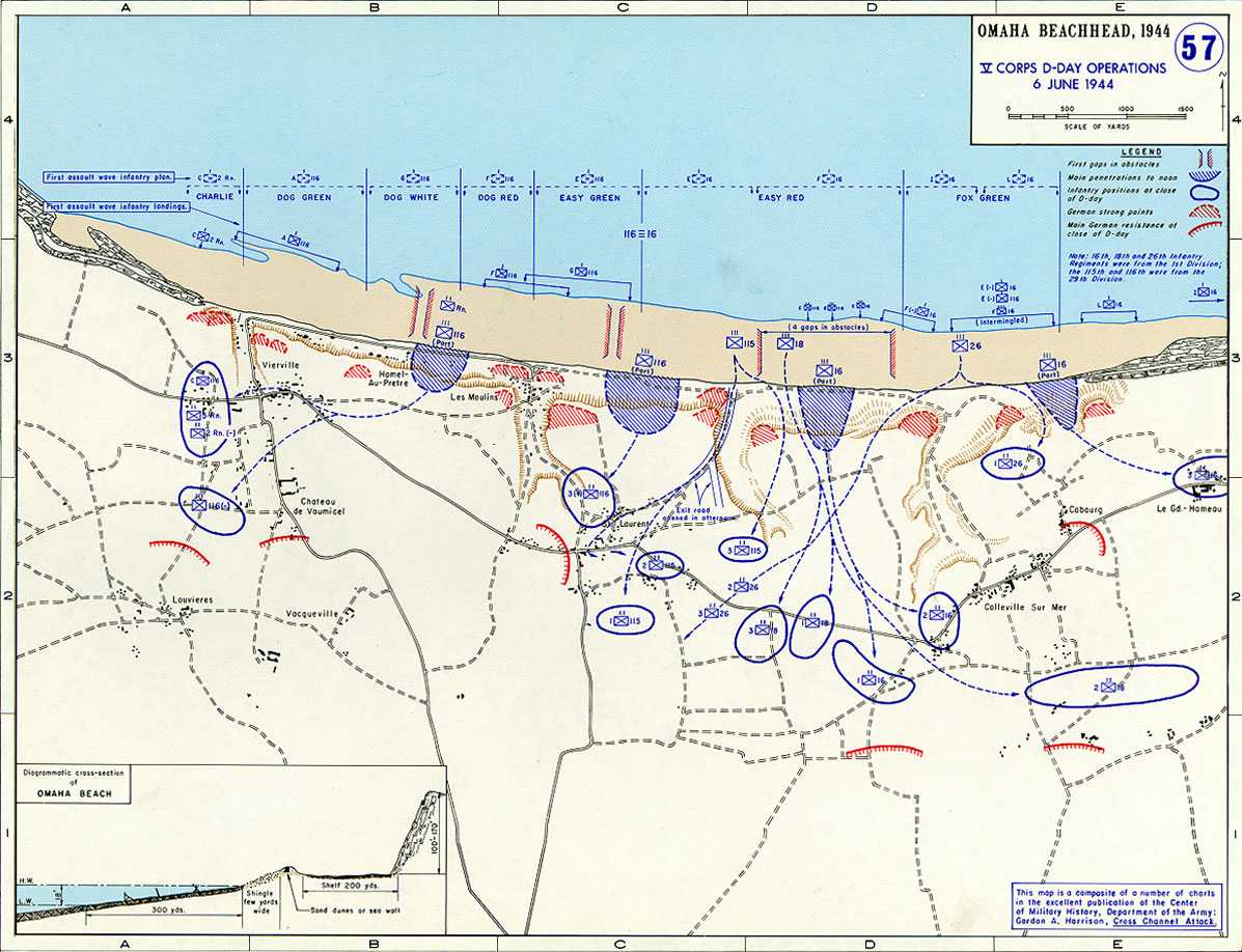 Map of Omaha Beach 1944