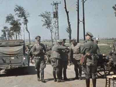 German vehicles at the roadside