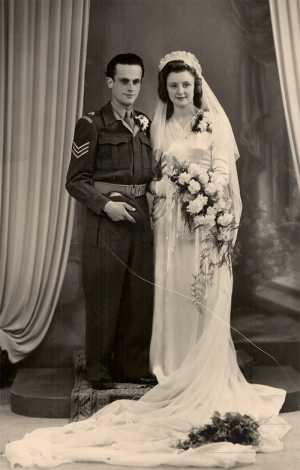 Bob's marriage photo with his wife Bep in 1949